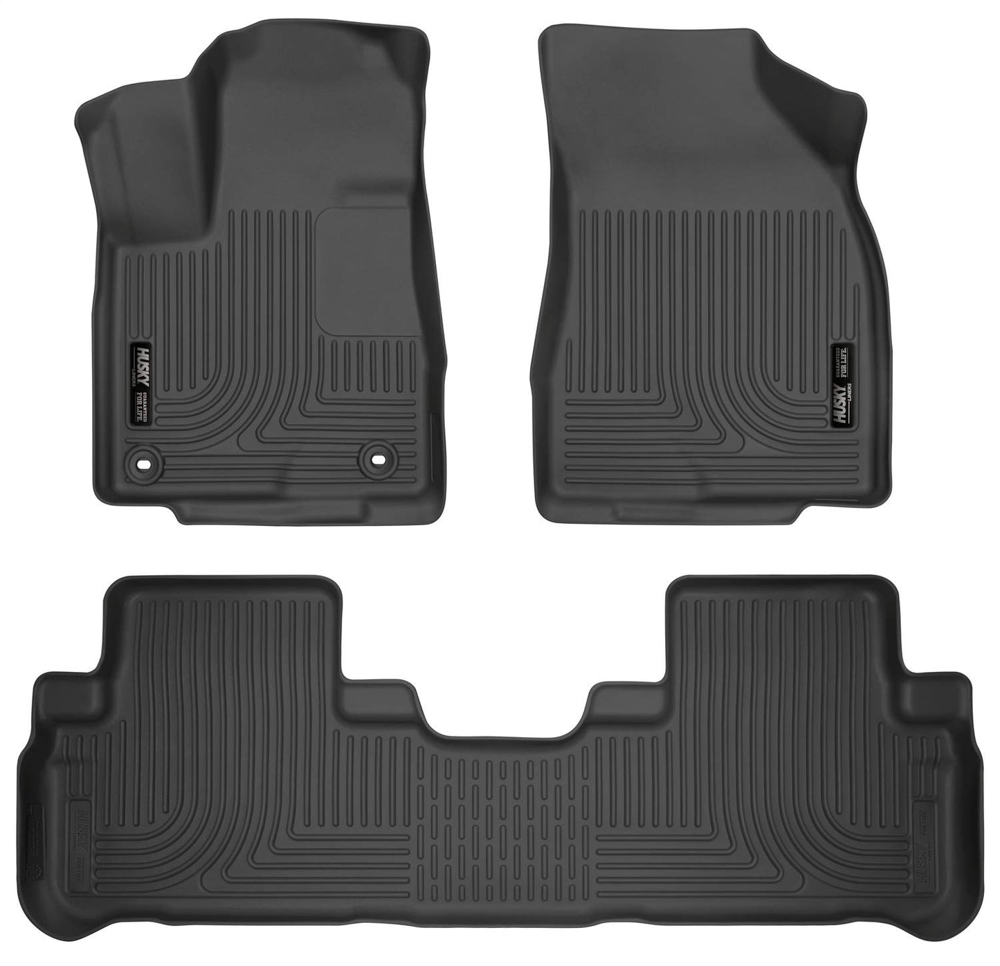 Husky Liners Weatherbeater Floor Mats | Fits 2014 - 2019 Toyota Highlander (Excludes Hybrid) | Front & 2nd Row, 3-pc Black - 99601