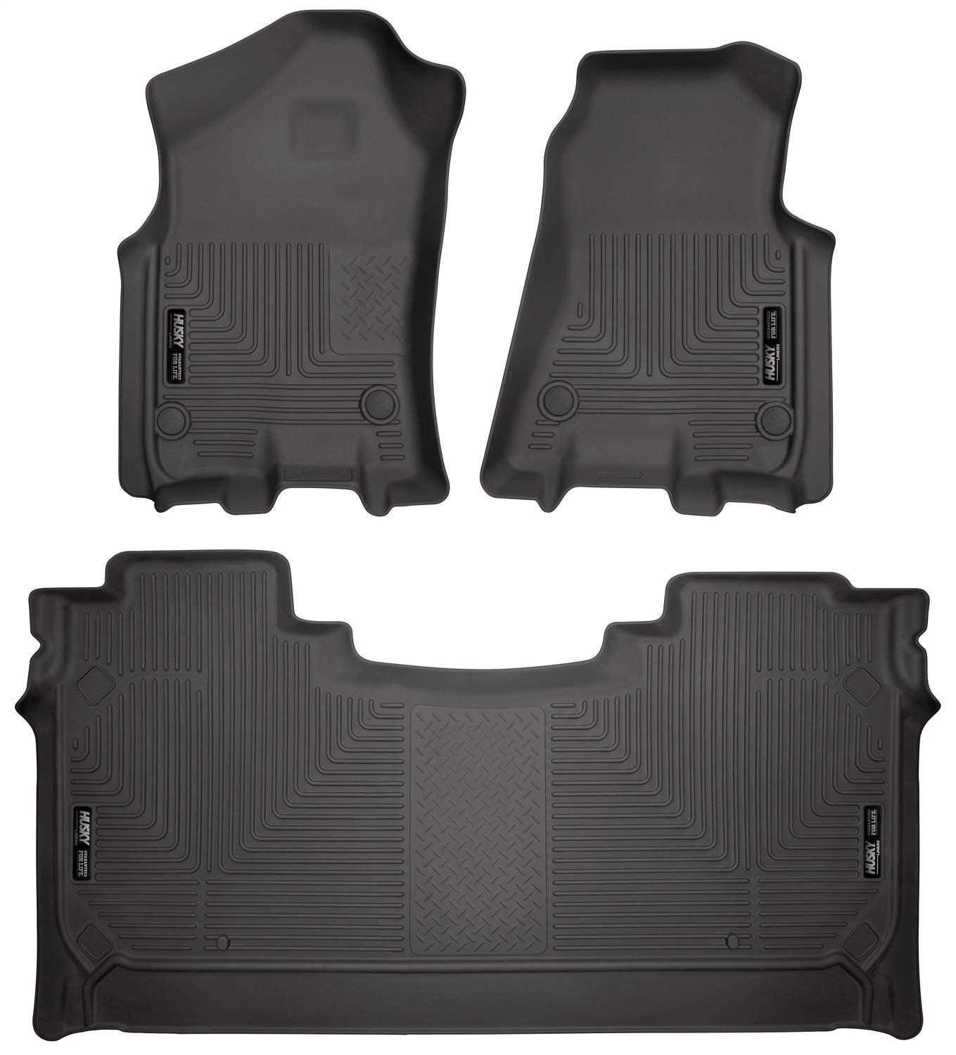 Husky Liners Weatherbeater Floor Mats | Fits 2019 - 2024 Ram 1500 Crew Cab w/ Factory Underseat Storage | Front & 2nd Row, 3-pc Black - 94001