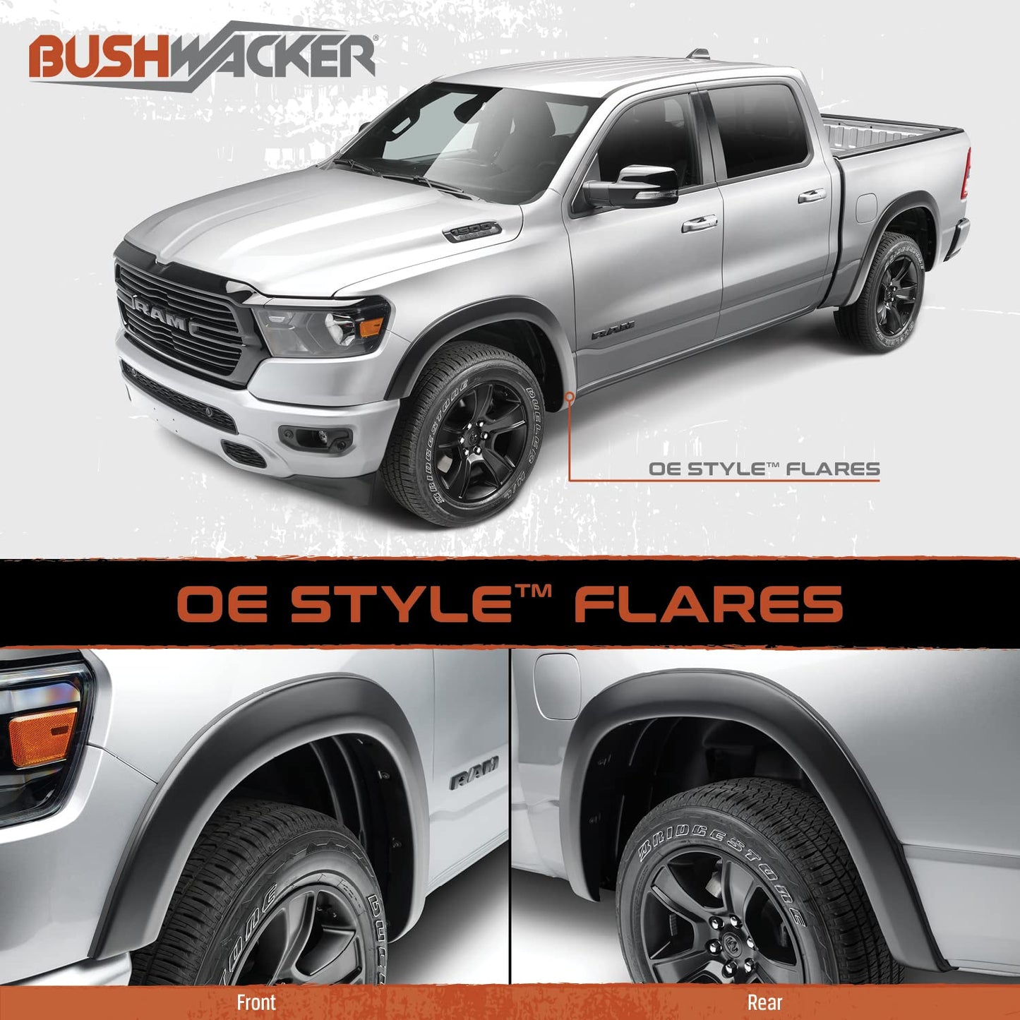 Bushwacker OE Style Factory Front & Rear Fender Flares | 4-Piece Set, Black, Smooth Finish | 20948-02 | Fits 2018-2020 Ford F-150