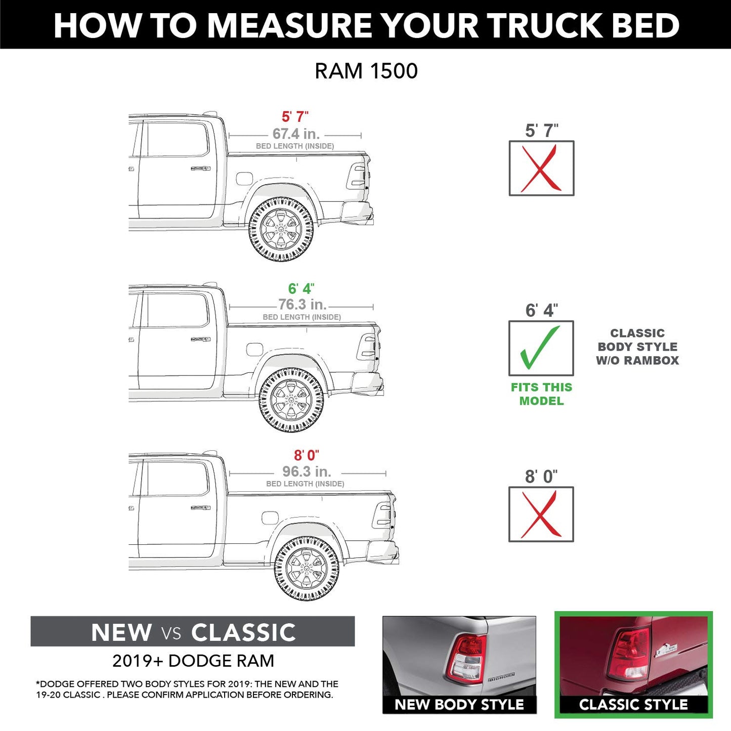 RealTruck Roll-N-Lock A-Series Retractable Truck Bed Tonneau Cover | BT448A | Fits 2009 - 2018, 2019 - 2020 Classic Dodge Ram 1500/2500/3500 6' 4" Bed (76.3")