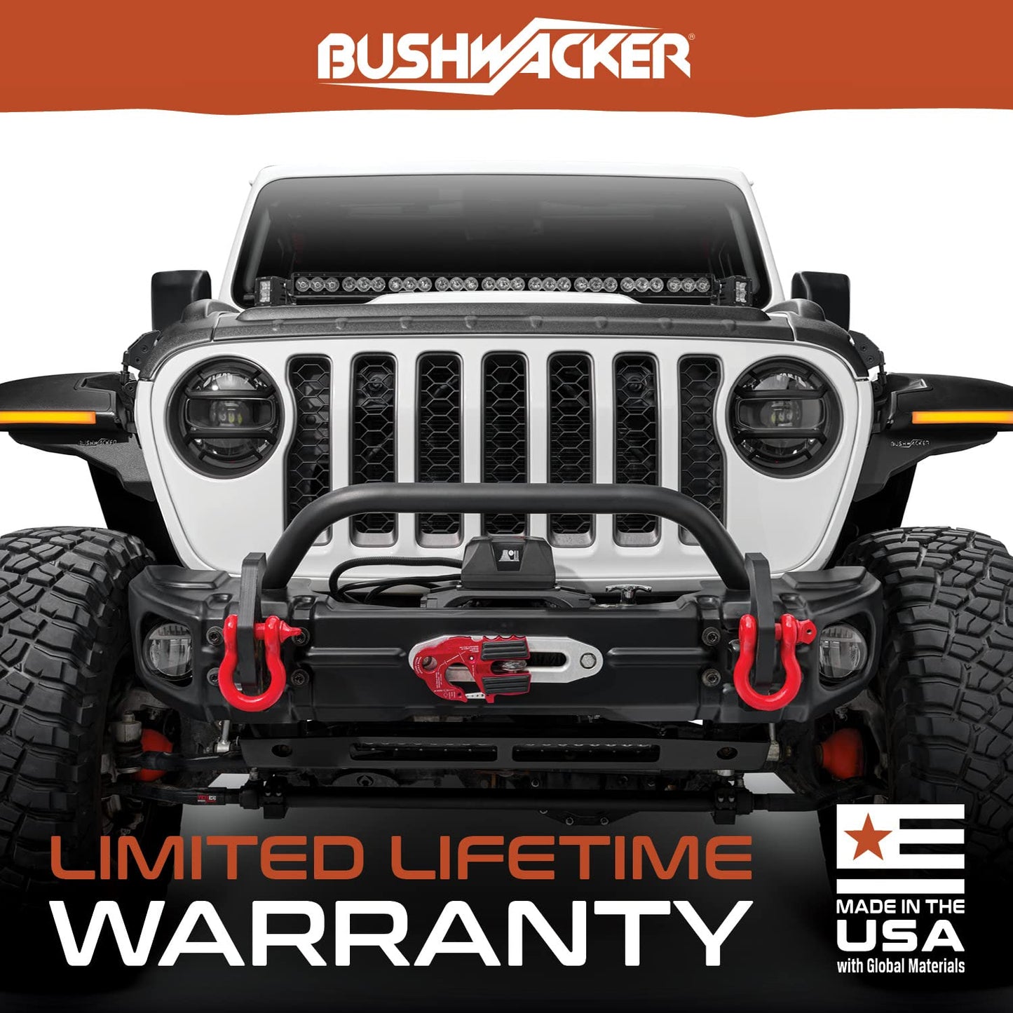 Bushwacker Trail Armor Hood Guard | 1-Piece, Black, Textured Finish | 14093 | Fits 2018-2024 Jeep Wrangler JL; 2020-2024 Jeep Gladiator