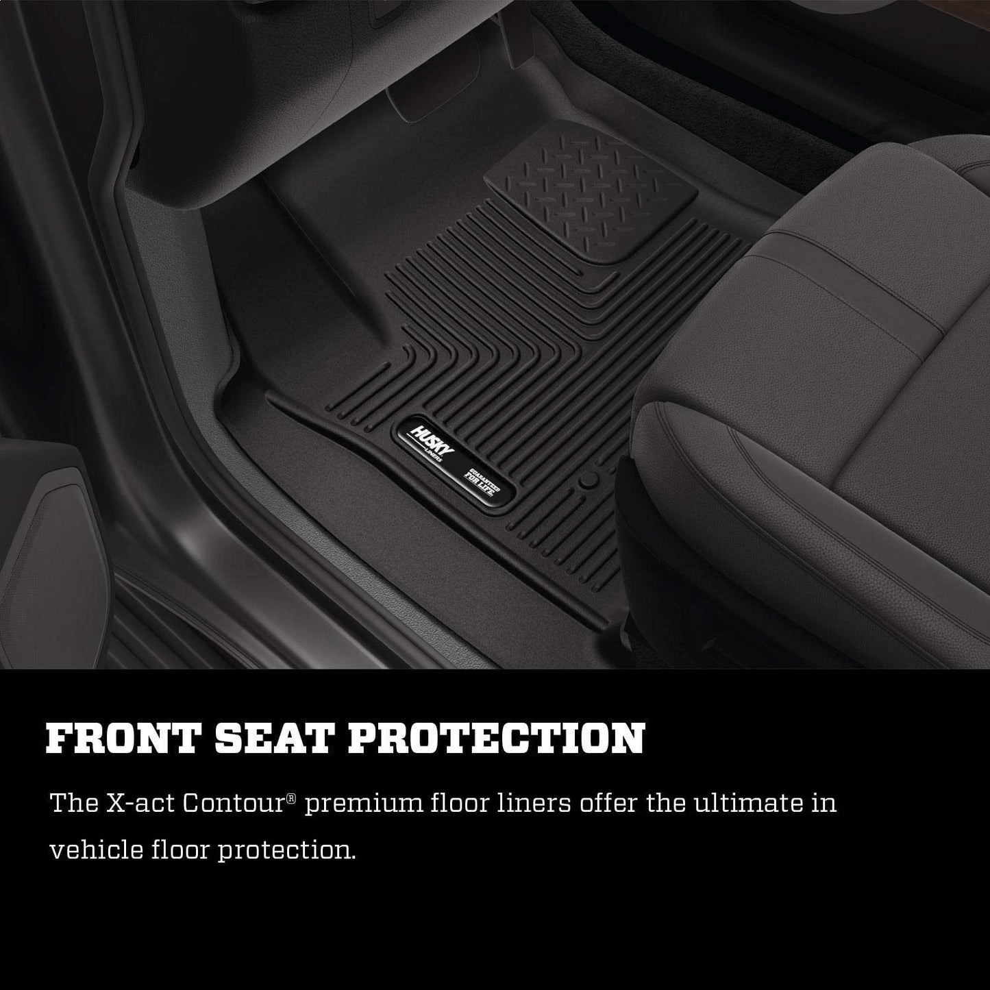 Husky Liners X-act Contour Floor Mats | Fits 2014 - 2021 Toyota Tundra CrewMax Cab (Full Coverage) | 2nd Row, 1-pc Black - 53841