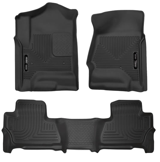 Husky Liners Weatherbeater Floor Mats | Fits 2015 - 2020 Chevrolet Tahoe & GMC Yukon | Front & 2nd Row, 3-pc Black - 99201