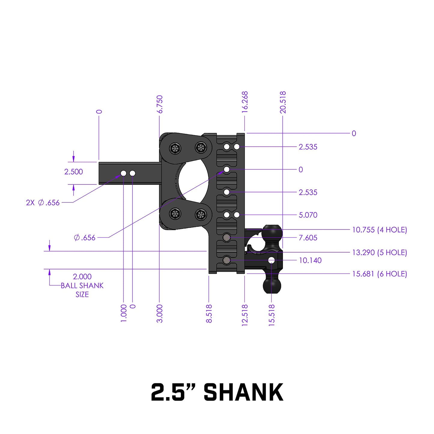 GEN-Y GH-1125 The BOSS Torsion-Flex Adjustable 7.5" Drop Hitch with GH-051 Dual-Ball, GH-032 Pintle Lock for 2.5" Receiver - 16,000 LB Towing Capacity - 1,700 LB Tongue Weight