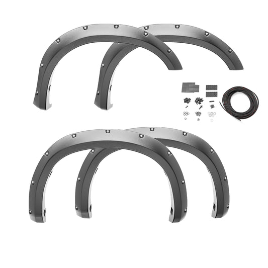 Bushwacker Pocket/Rivet Style Front & Rear Fender Flares | 4-Piece Set, Black, Smooth Finish | 20960-02 | Fits 2021-2024 Ford Bronco 4-Door