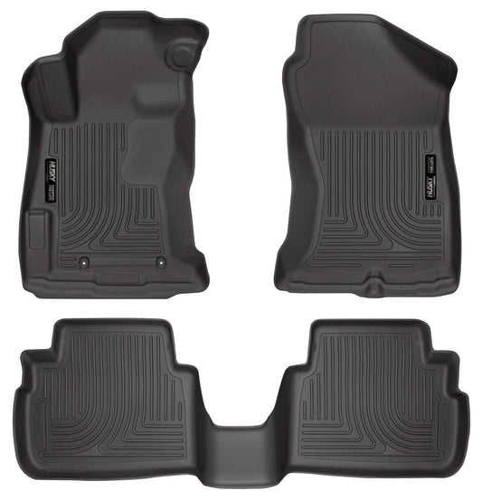 Husky Liners Weatherbeater Floor Mats | Fits 2018 - 2023 Subaru Crosstrek, 2017 - 2023 Subaru Impreza | Front & 2nd Row, 3-pc Black - 99661