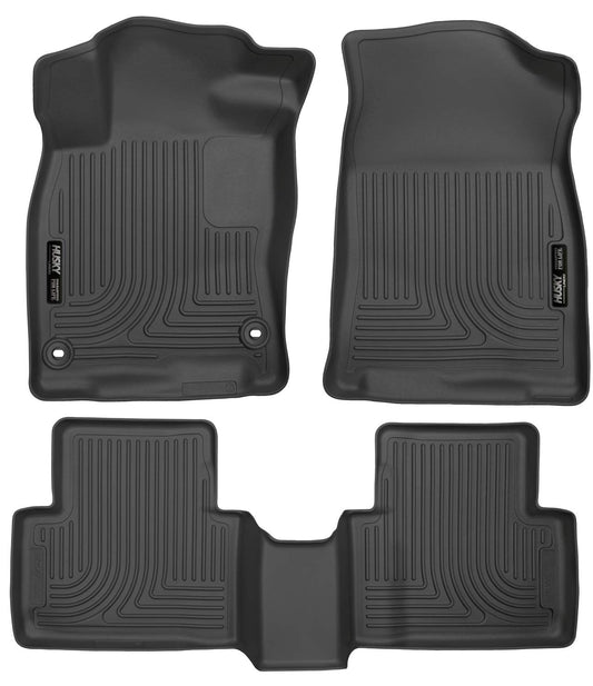 Husky Liners Weatherbeater Floor Mats | Fits 2016 - 2021 Honda Civic Coupe/Sedan & Honda Insight; 2017 - 2021 Honda Civic Hatchback | Front & 2nd Row, 3-pc Black - 98461