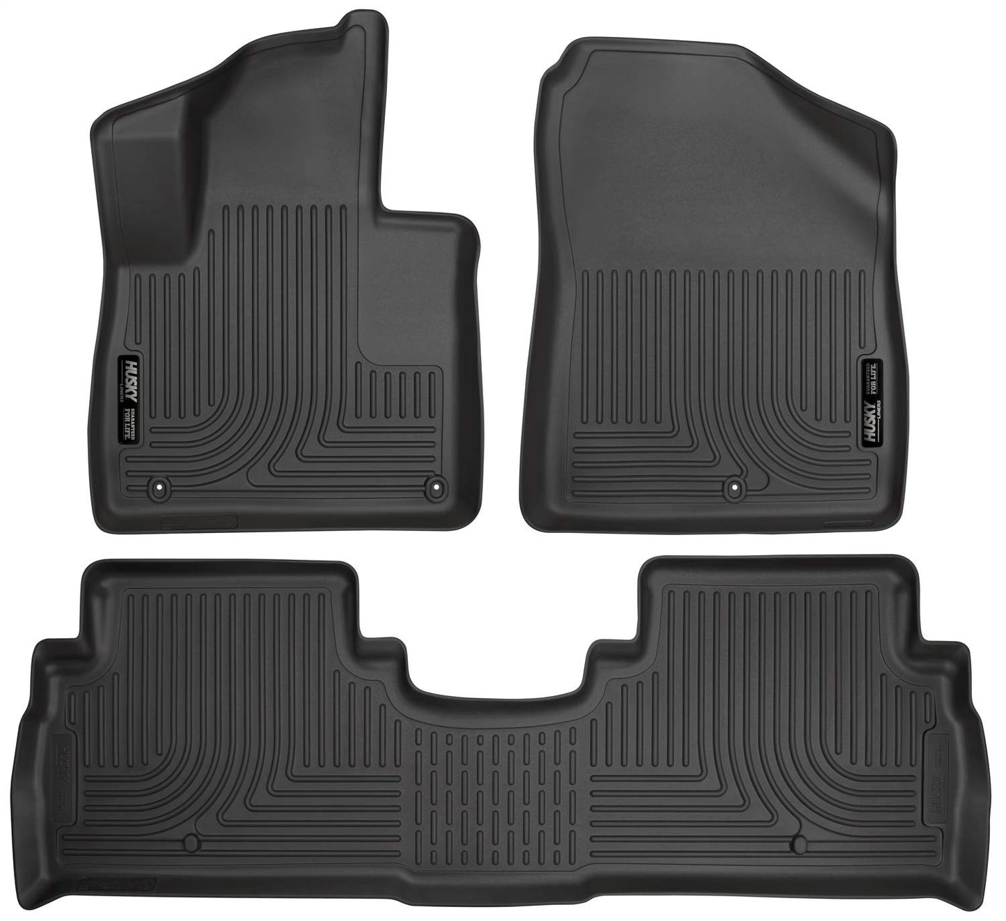 Husky Liners Weatherbeater Floor Mats | Fits 2016 - 2020 Kia Sorento | Front & 2nd Row, 3-pc Black - 98691