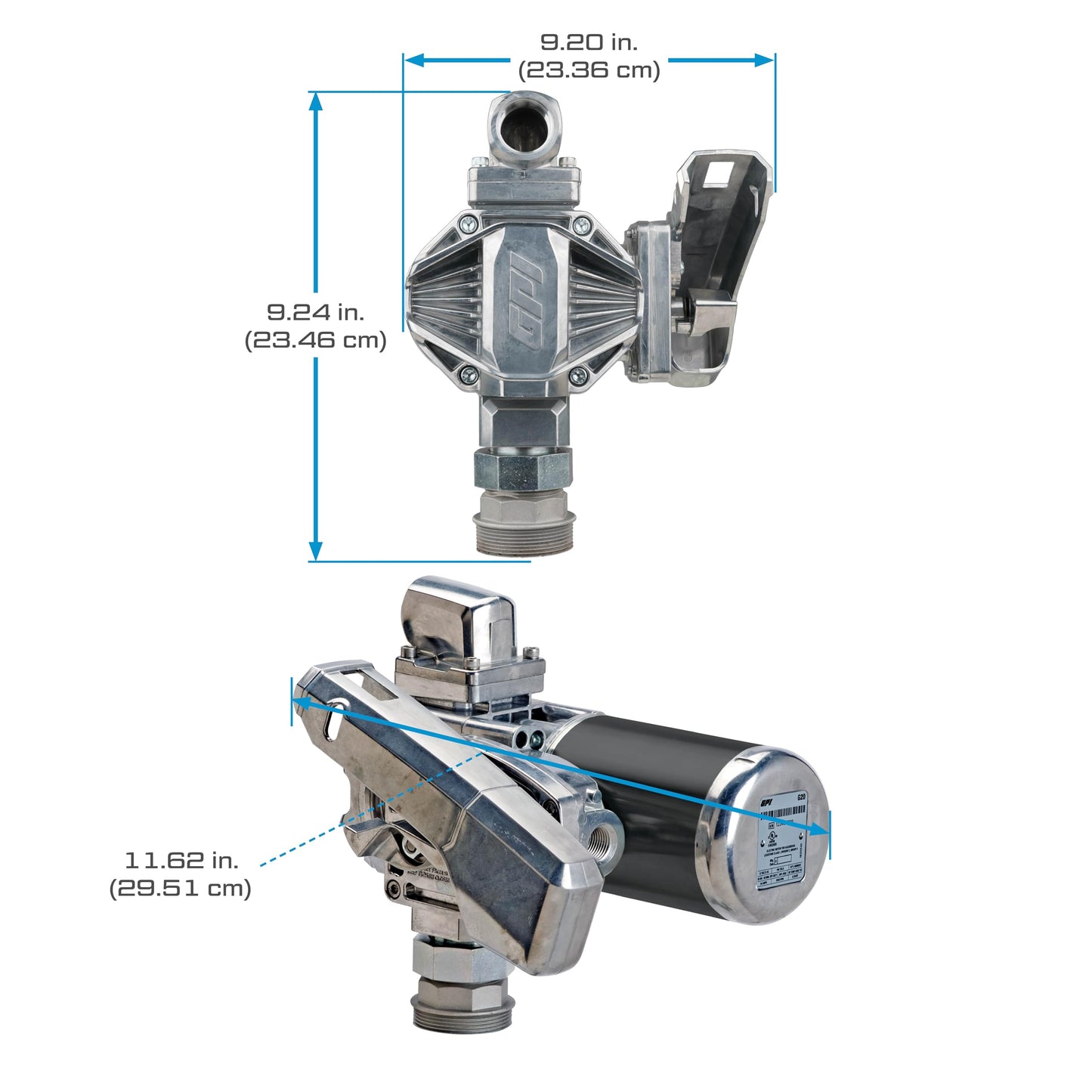 G20 - GPI Fuel Transfer Pump 12 Volt - Automatic Nozzle, 20 GPM 12v Fuel Transfer Pump, 14' Hose, Adjustable Suction Pipe (162000-03)