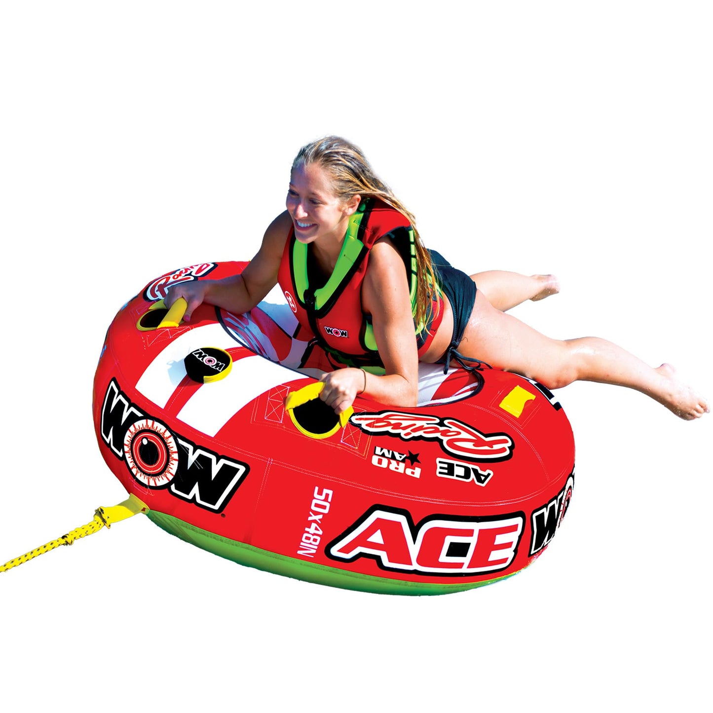 WOW Sports - Ace Racing Boat Tube - Inflatable Towable For Boating - Perfect for Kids & Adults - 1 Person