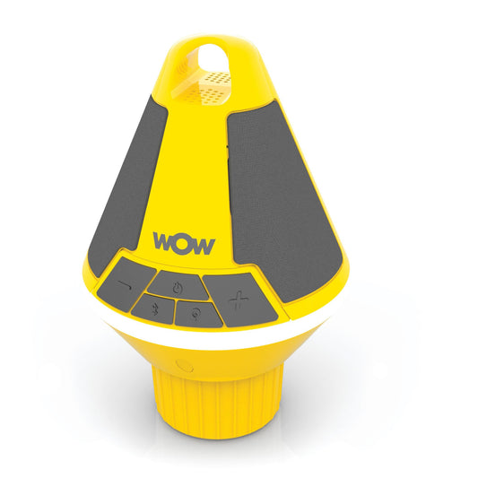 Wow World of Watersports Sound Buoy Bluetooth Speaker, Yellow Bluetooth Speaker with LED Lights and Cup Holder, 19-9000