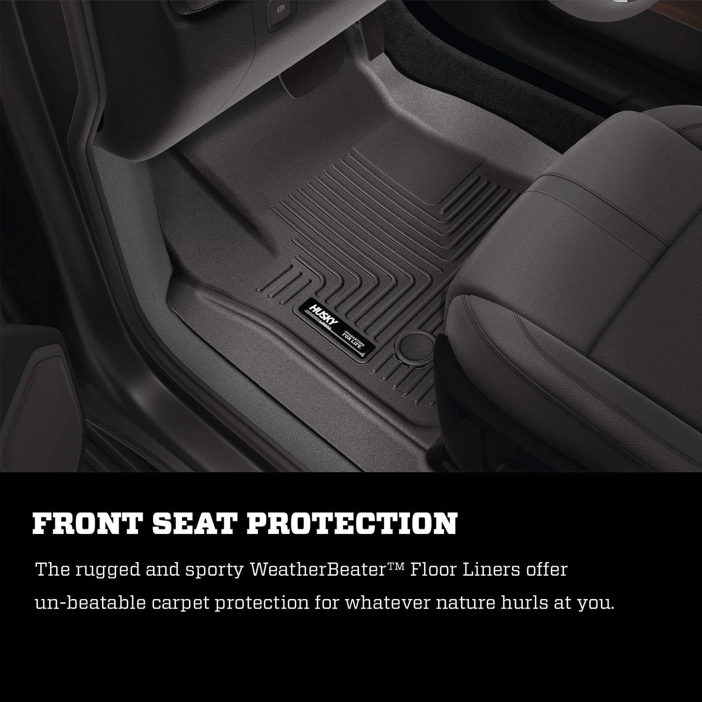 Husky Liners Weatherbeater Floor Mats | Fits 2019 - 2023 Mazda 3 (Hatchback & Sedan) | Front & 2nd Row, 3-pc Black - 95121