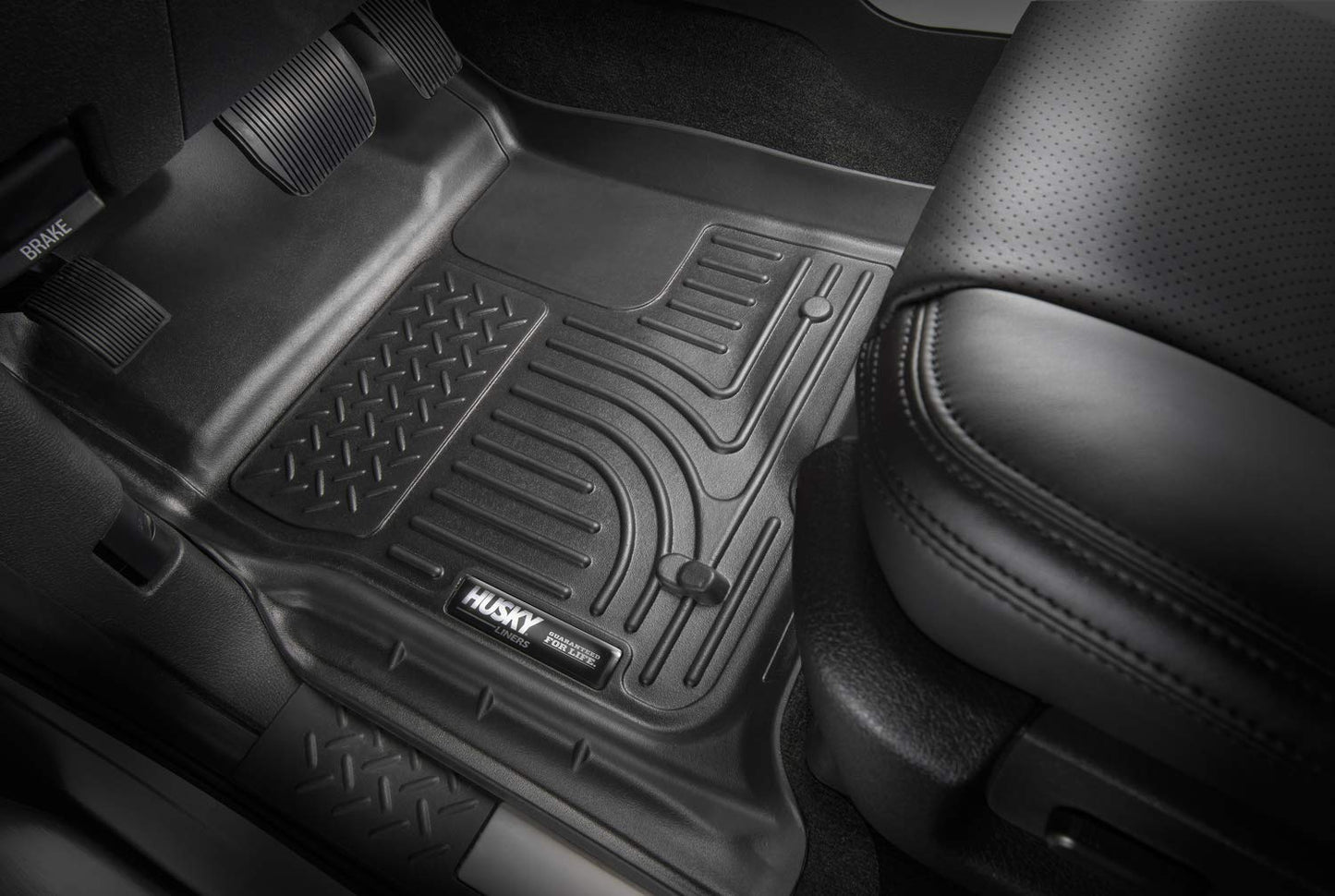 Husky Liners Weatherbeater Floor Mats | Fits 2019 - 2024 Dodge Ram 1500 Crew Cab w/out factory storage box | 2nd Row, 1-pc Black - 14751