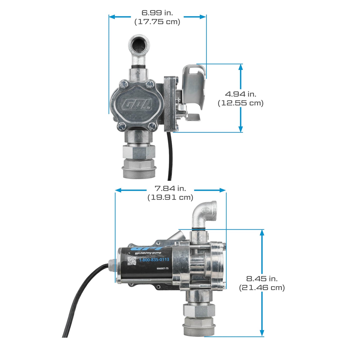 GPI - EZ-8 12v Fuel Transfer Pump, Manual Shut-Off Nozzle, 8 GPM Fuel Pump, 10' Hose, Power Cord, Adjustable Suction Pipe, Spin Collar (137100-05)