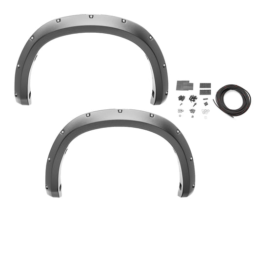 Bushwacker 20050-02 Black Pocket/Rivet Style Smooth Finish Rear Fender Flares for 1999-2007 Ford F-250 & F-350 Super Duty; 1999-2010 F-350 Super Duty (Excludes Dually)