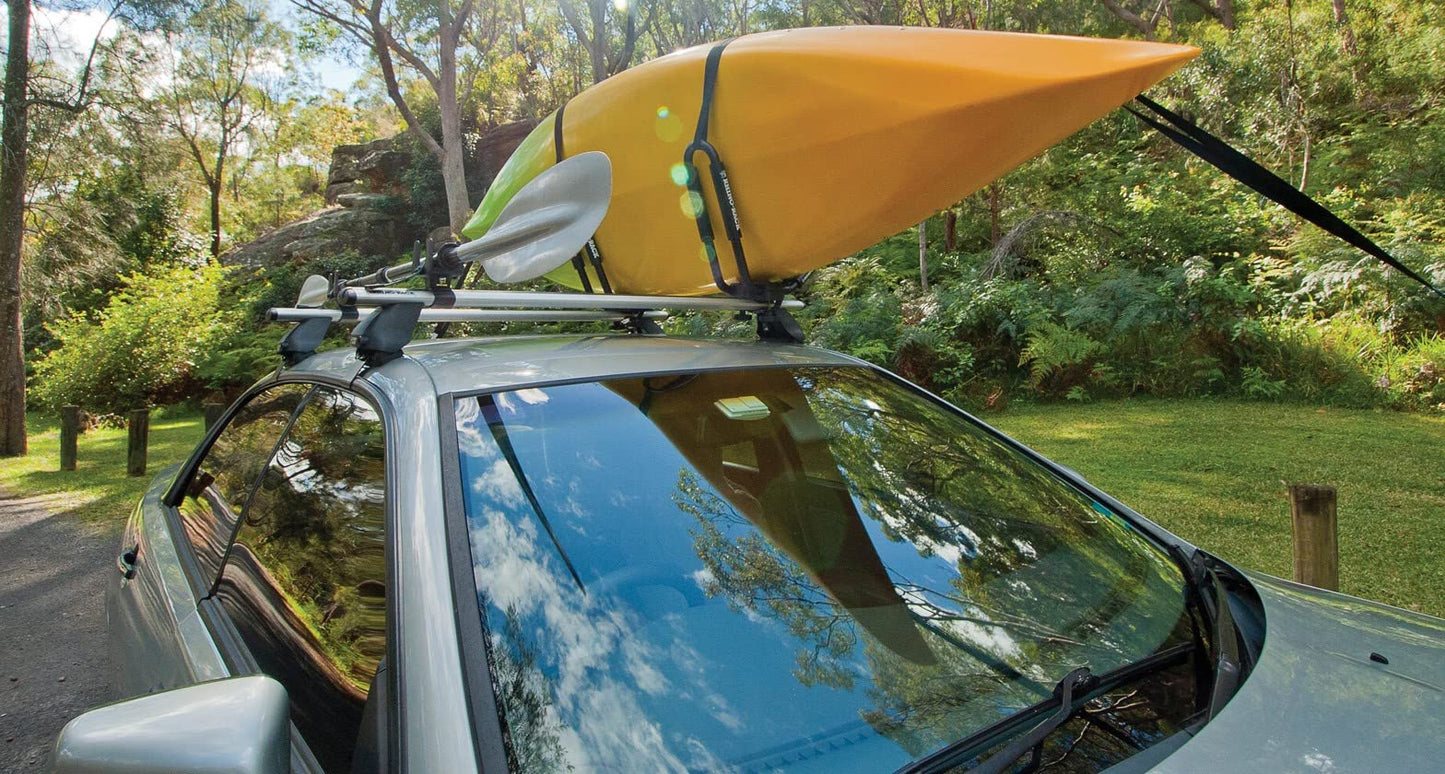 Rhino-Rack Kayak Roof Rack J-Style with Universal Mounting Brackets, Easy Use & Install, Heavy Duty; for All Vehicles: 4WD, Pickup Trucks, SUV's, Wagon's, Sedan's; Lightweight, Black (S510)