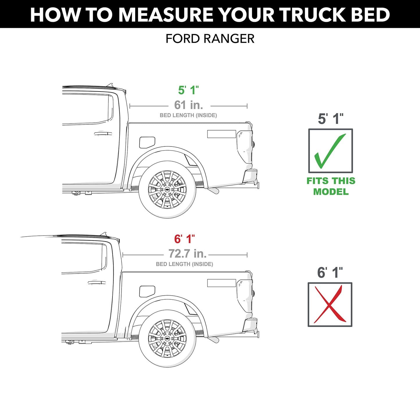 UnderCover Flex Hard Folding Truck Bed Tonneau Cover | FX21022 | Fits 2019 - 2020 Ford Ranger 5' 1" Bed (61")