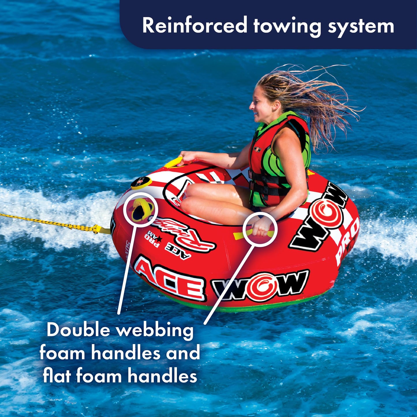 WOW Sports - Ace Racing Boat Tube - Inflatable Towable For Boating - Perfect for Kids & Adults - 1 Person