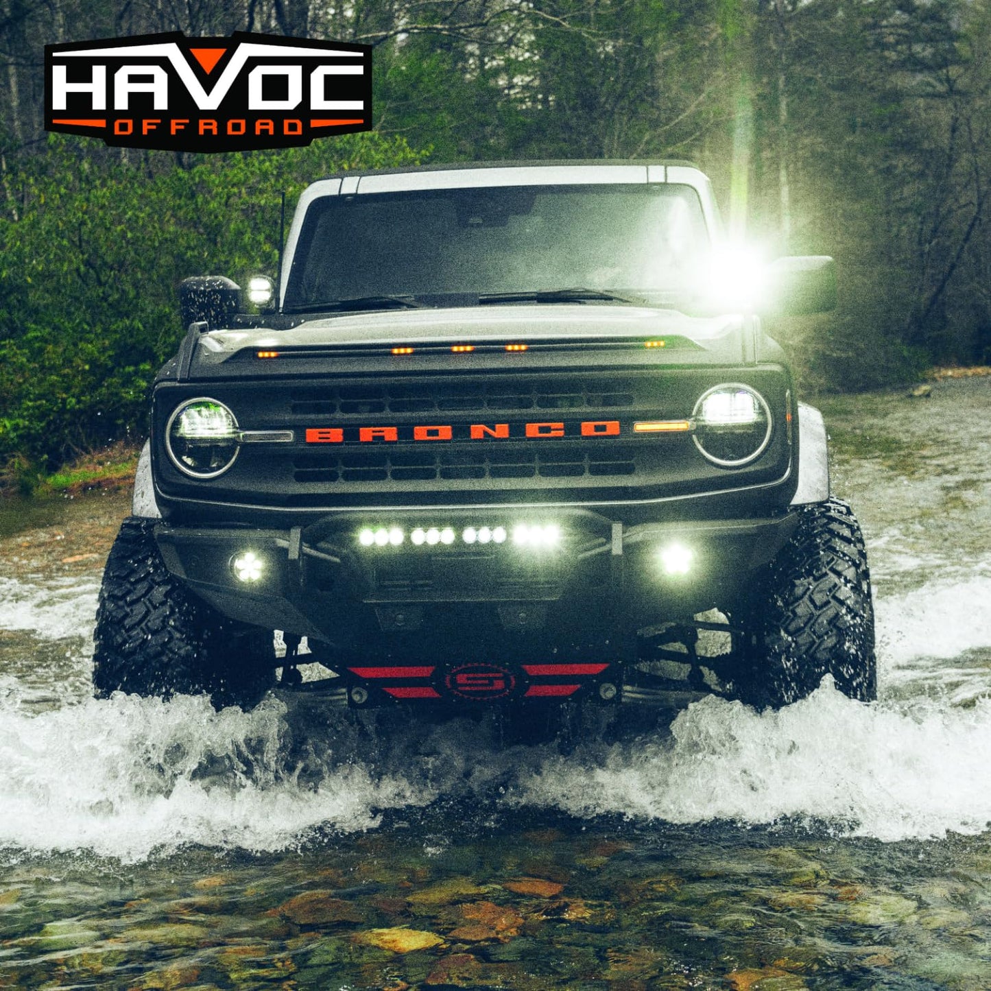 Havoc Offroad Steel Bender Bumper, Front | Steel, Textured Satin Black | HFB-02-001 | Fits 2021-2024 Ford Bronco (will not fit Sport Model)