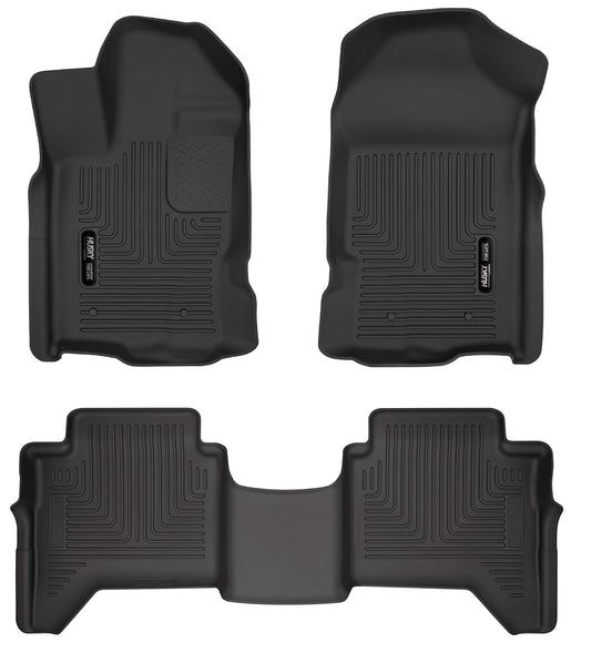 Husky Liners | Weatherbeater | Fits 2019 - 2022 Ford Ranger SuperCrew Cab | Front & 2nd Seat Floor Liners - Black, 3 pc. | 94101