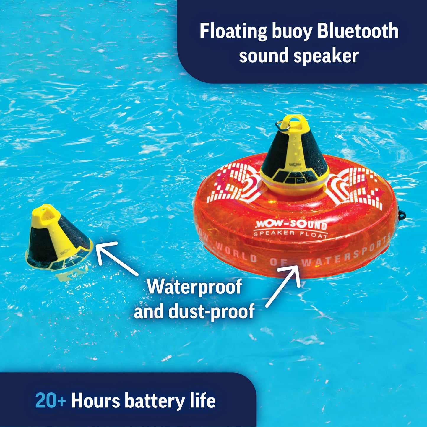 Wow World of Watersports Sound Buoy Bluetooth Speaker, Yellow Bluetooth Speaker with LED Lights and Cup Holder, 19-9000