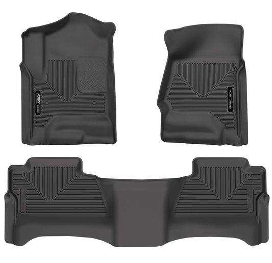 Husky Liners Weatherbeater Floor Mats | Fits 2014 - 2018 Chevrolet Silverado & GMC Sierra 1500; 2015 - 2019 2500/3500 HD Crew Cab (Foot Well Coverage) | Front & 2nd Row, 3-pc Black - 98231